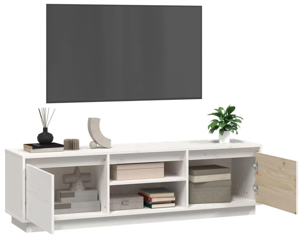 Mobile porta tv bianco 140x35x40 cm in legno massello di pino