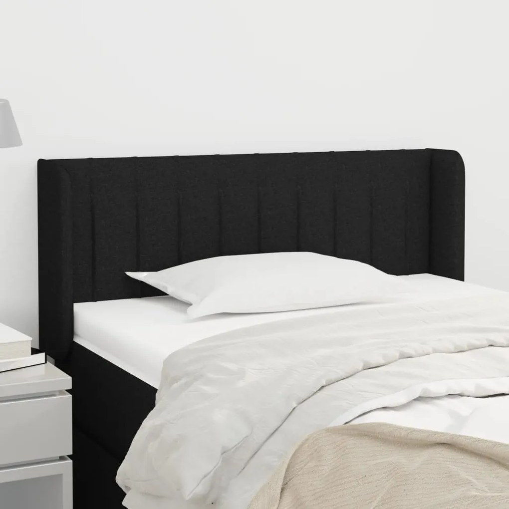 Testiera Ad Orecchio Nera 103x16x78/88 Cm İn Tessuto /