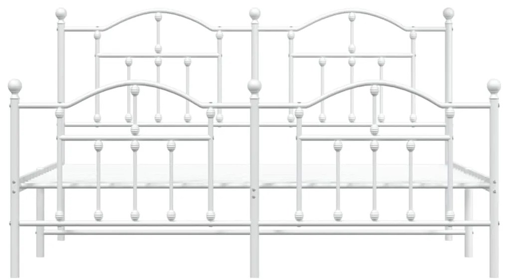 Giroletto con Testiera e Pediera Metallo Bianco 180x200 cm