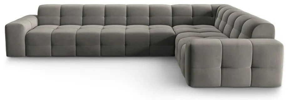 Divano angolare in velluto grigio (angolo destro) Kendal - Micadoni Home