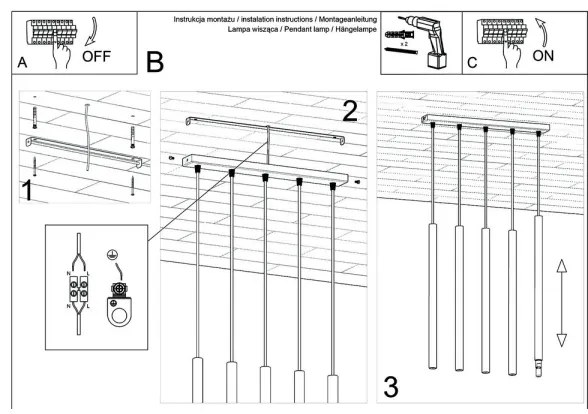 Sollux SL.0468 - Lampadario a sospensione con filo PASTELO 5xG9/8W/230V bianco