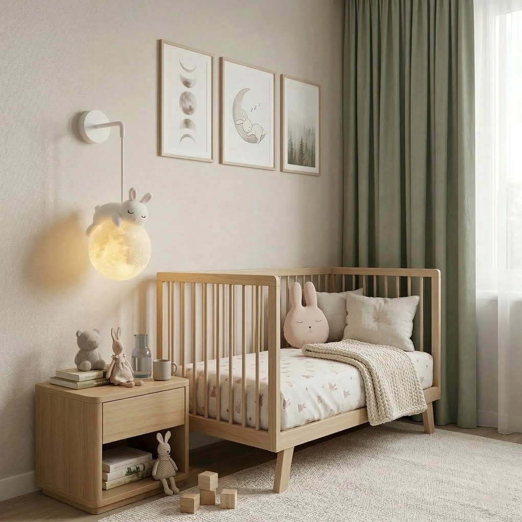 LAMPADA DA PARETE APPLIQUE CON CONIGLIETTO ADDORMENTATO G165-1W