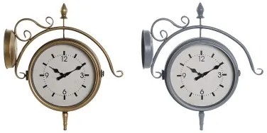 Orologio da Parete DKD Home Decor 43 x 14,5 x 47 cm Cristallo Grigio Dorato Ferro Tradizionale (2 Unità)