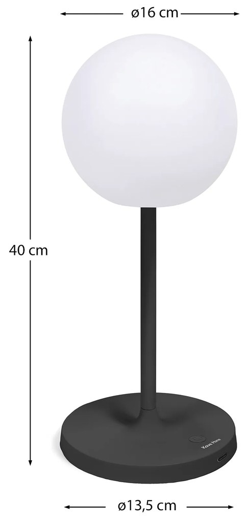 Kave Home - Lampada da tavolo da esterno Dinesh in allumnio nero 40 cm