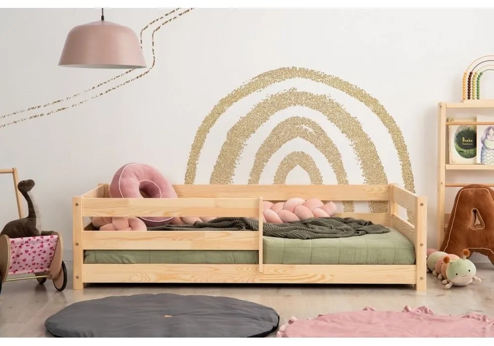 Letto per bambini in legno di pino in colore naturale 80x160 cm Mila CPD - Adeko