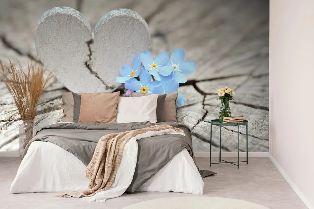 Fotomurale – Cuore su legno antico