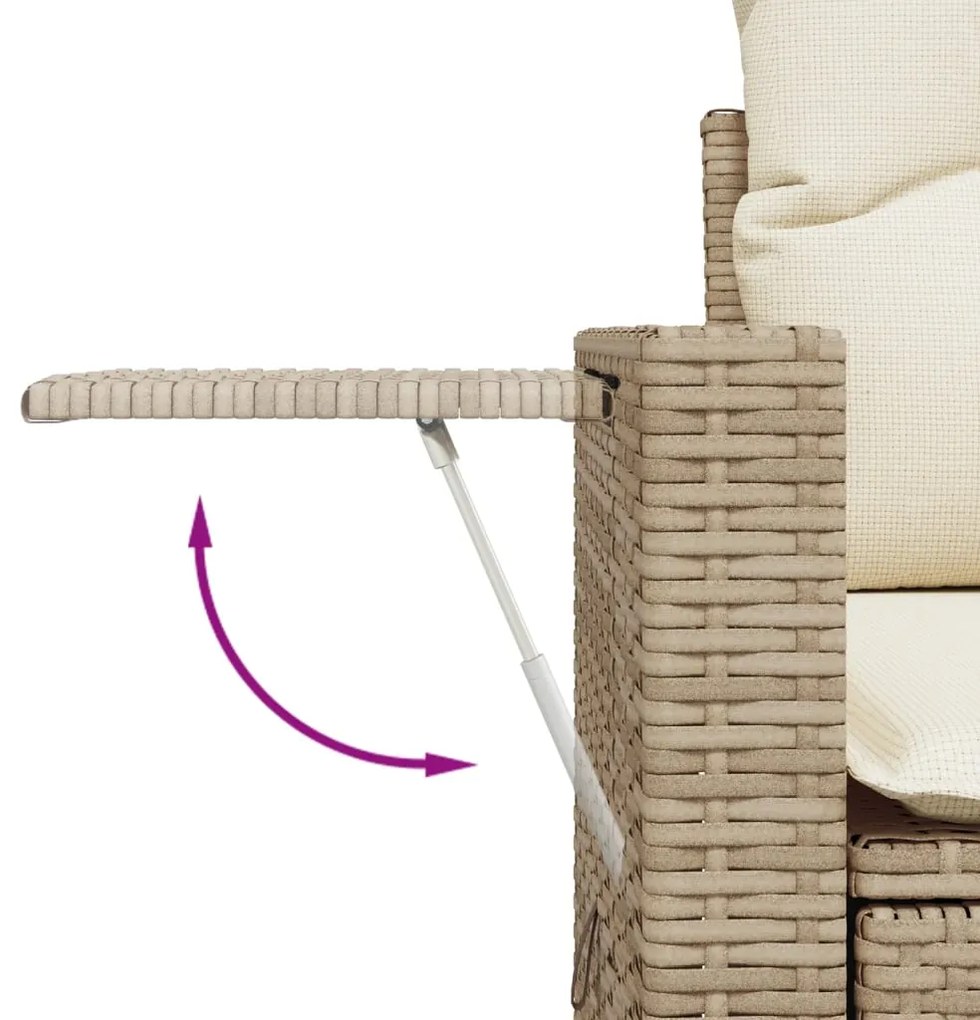 Set divano da giardino 8 pz con cuscini beige in polyrattan