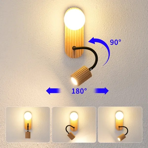 Brilagi - Lampada da parete MODERN WOOD 1xG9/5W/230V + 1xGU10/8W in legno