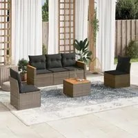 Set Divano da Giardino 6 pz con Cuscini Grigio in Polyrattan 3258259