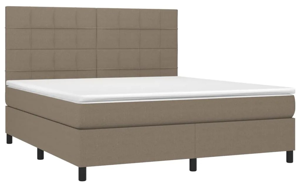 Letto a molle con materasso e led tortora 180x200 cm in tessuto