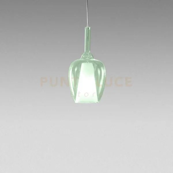 Ofelia s/10 mini - vetro verde-trasparente e portalampada bianco at...
