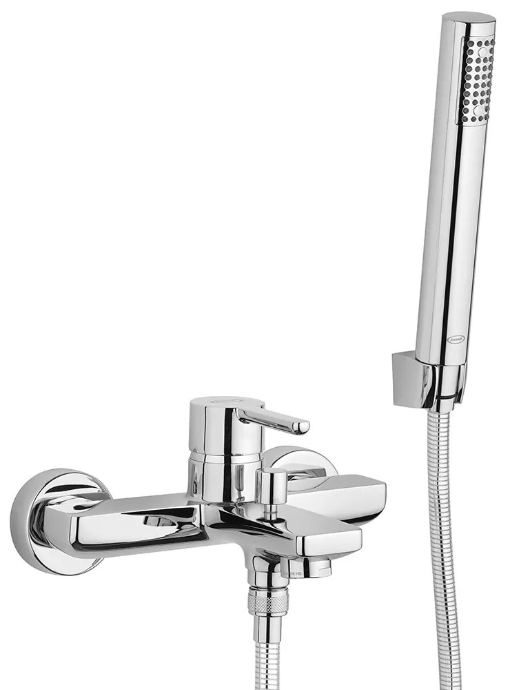 Gruppo vasca esterno con doccia duplex Jacuzzi rubinetteria Sunset ottone cromato 0SU00002JA01
