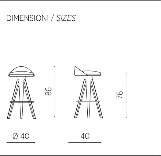 Sgabello per cucina bar in metallo verniciato Nero REINA set 2 pezzi