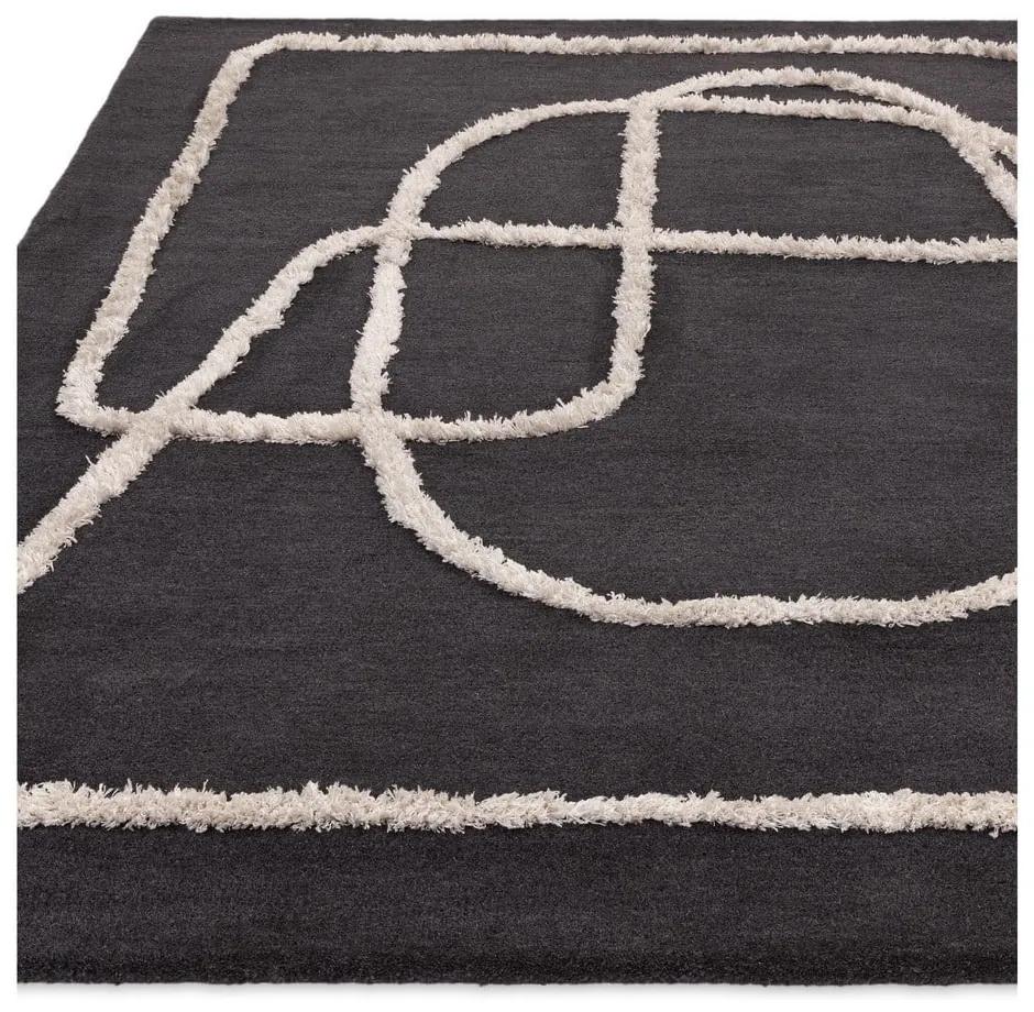 Tappeto in lana nero tessuto a mano 120x170 cm Matrix - Asiatic Carpets
