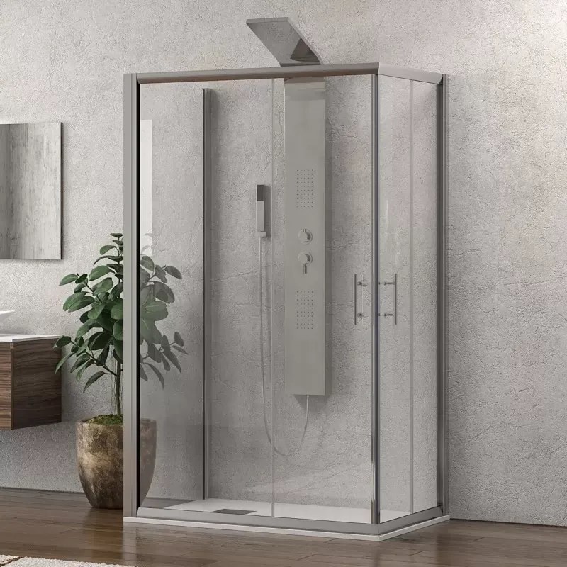 Box doccia tre lati 70x70x70 doppio scorrevole vetro trasparente anticalcare KF1000 - KAMALU