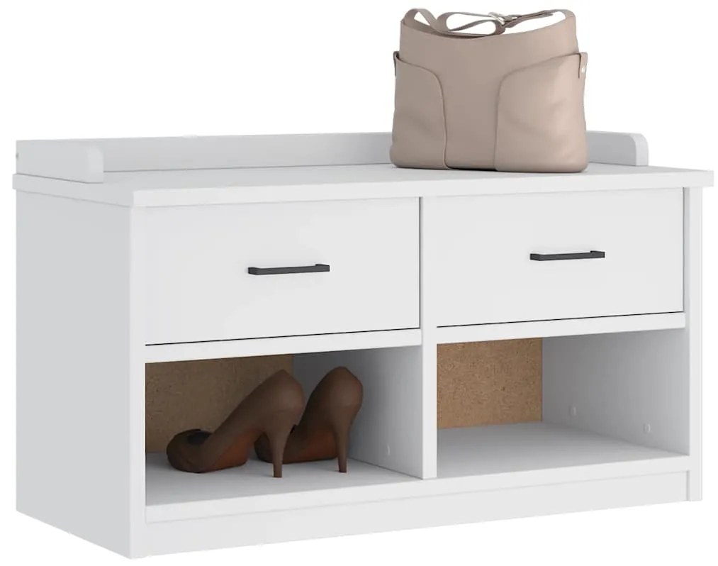 Panca Da Corridoio Sandnes Bianca 87x40x50 Cm İn Legno Di Pino /