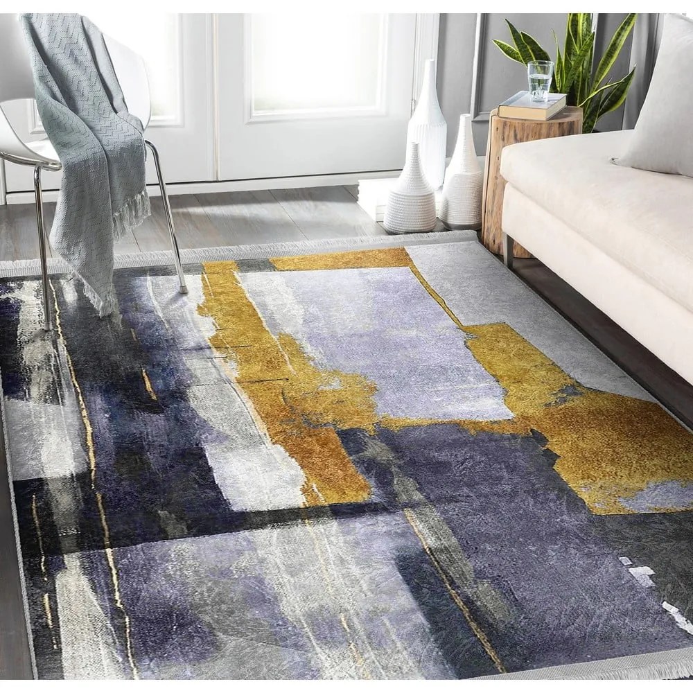 Tappeto lavabile giallo-blu scuro 80x150 cm Unique - Mila Home