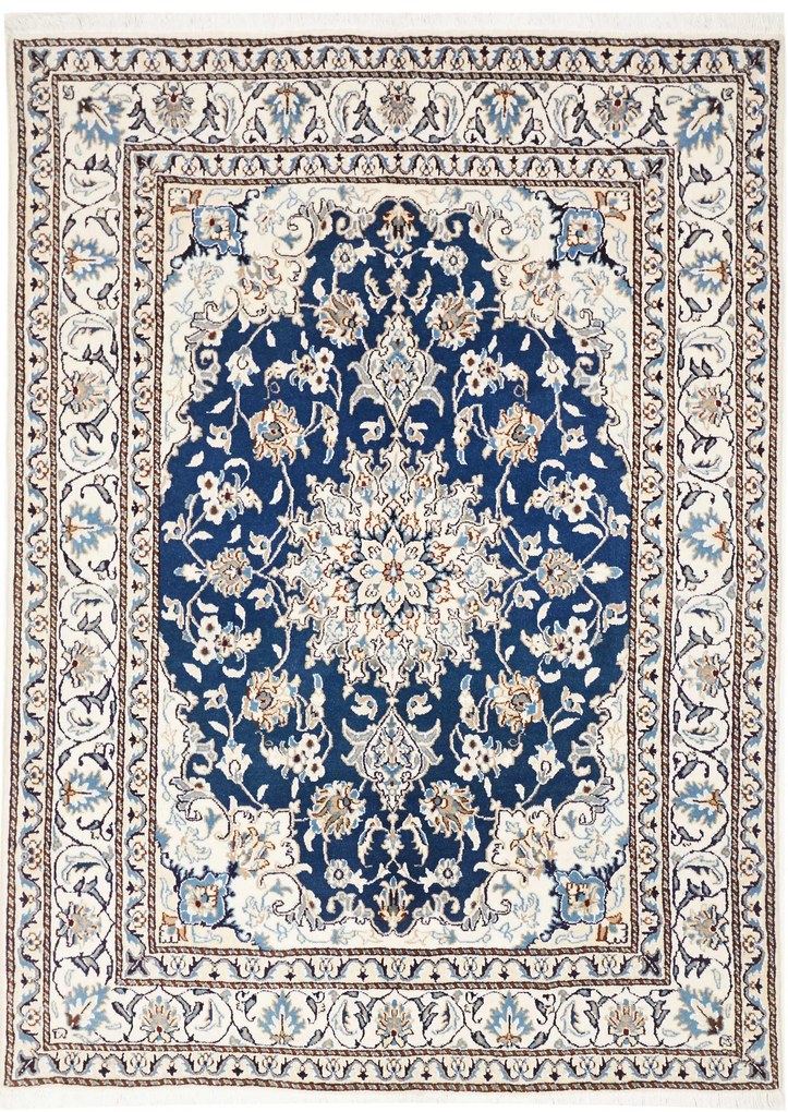 Nain Tappeto 200x140 Blu (Iran) Annodato A Mano