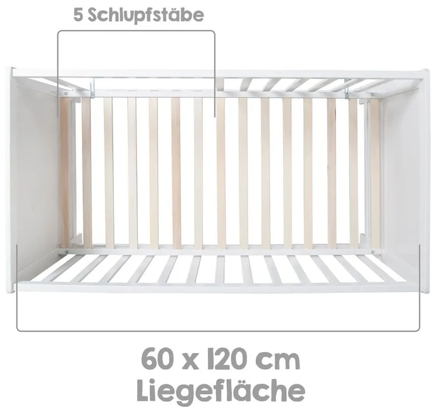 Lettino bianco 60x120 cm Hamburg – Roba