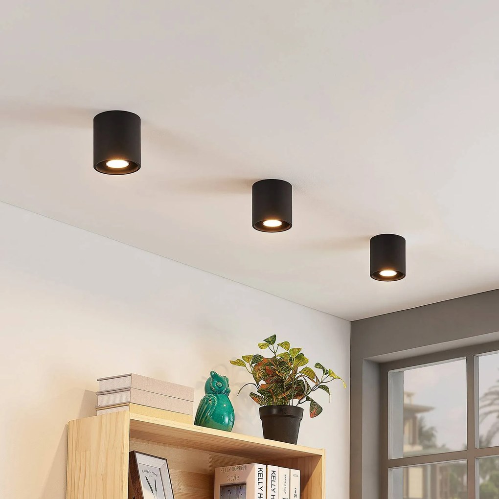 Lindby Parvin downlight alluminio rotondo nero