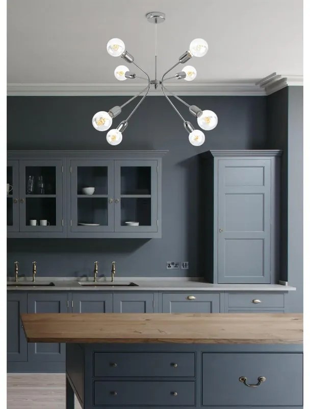 Plafoniera industriale Sandra Ø 65 cm grigio IP20, 8XE27