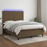 Letto a Molle Materasso e LED MarroneScuro 140x190cm in Tessuto 3134712