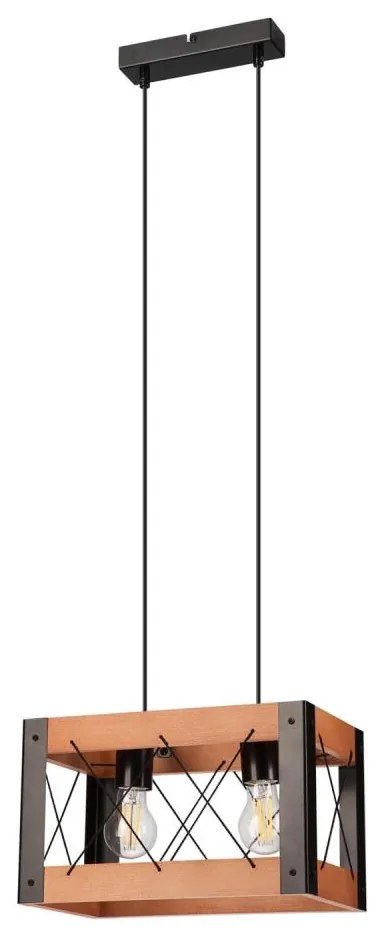 Lampadario a sospensione con filo FRIDA 2xE27/60W/230V nero/marrone faggio