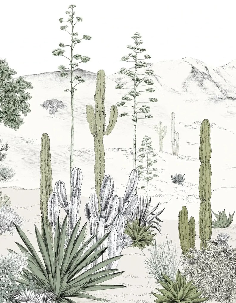 Isidore Leroy Carta da parati panoramica Succulentes Naturel - Panel B