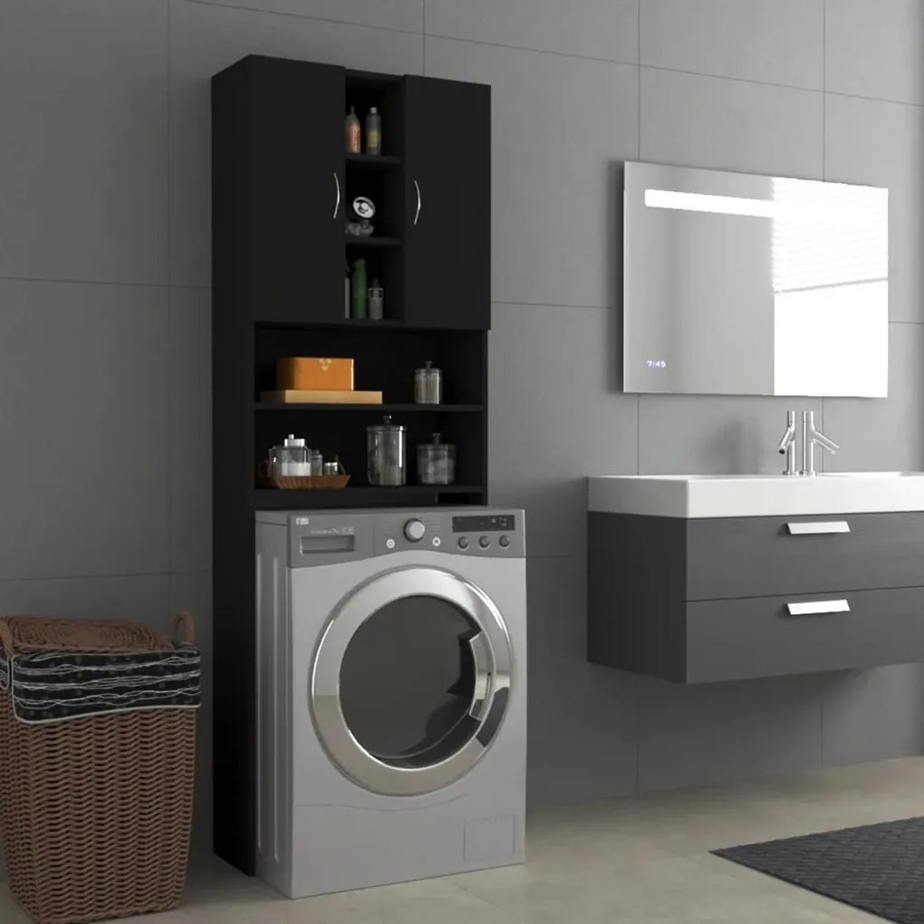 Mobile Per Lavatrice Nero 64x25,5x190 Cm /