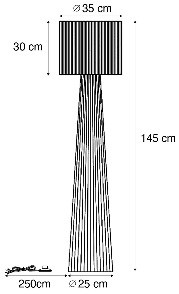 Lampada da terra Japandi naturale con paralume - Dart