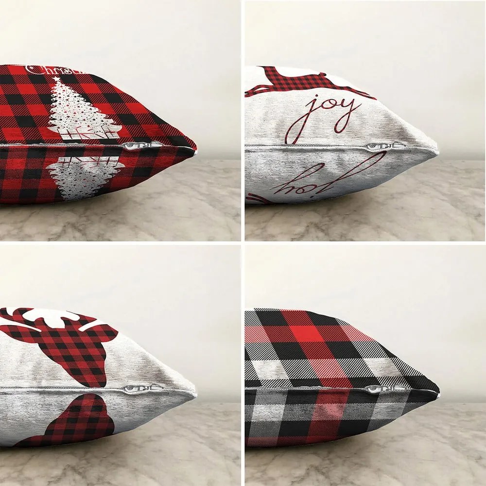 Set di 4 federe natalizie in ciniglia Christmas Tartan, 55 x 55 cm - Minimalist Cushion Covers