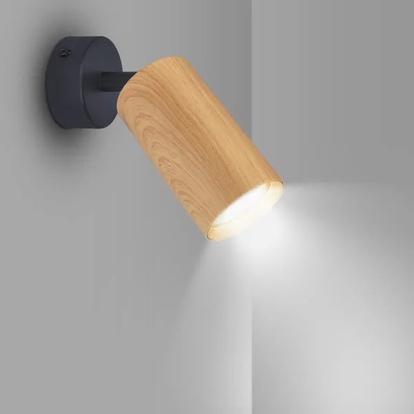 Brilagi - Faretto SELE 1xGU10/30W/230V nero/decorazioni in rovere