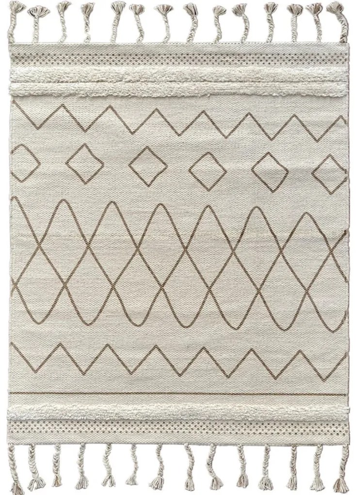 Tappeto Oasi Cammello in puro cotone con dettagli Boho