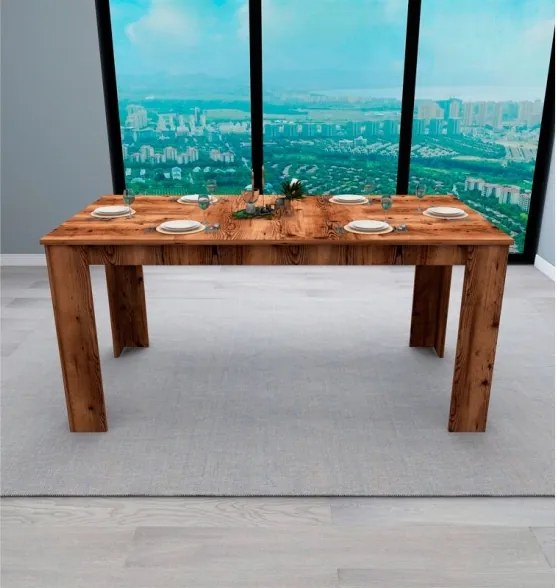Tavolo Da Pranzo Fisso 80x160 Cm Da Cucina Effetto Legno Demis Noce