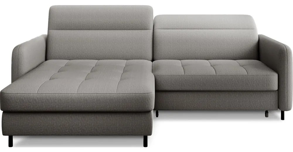 Divano angolare grigio allungabile/con contenitore (con penisola a sinistra/con chaise lounge) e rivestimento in velluto Gomsi – ELTAP