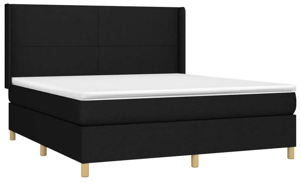 Letto a molle con materasso e led nero 180x200cm in tessuto