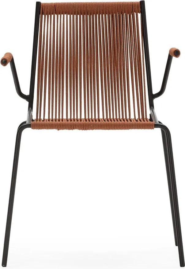 Sedie da pranzo in set color terracotta in metallo con braccioli/impilabili 2 pz Emily – Marckeric