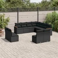 Set Divani da Giardino 11 pz con Cuscini in Polyrattan Nero 3258485