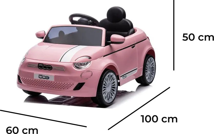 Macchina Elettrica per Bambini Fiat 500 12V 30W con Telecomando Luci e Suoni Rosa...