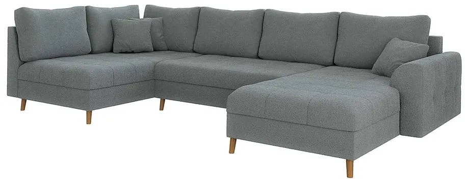 Divano angolare grigio in tessuto bouclé (angolo destro/"U") Ariella - Ropez