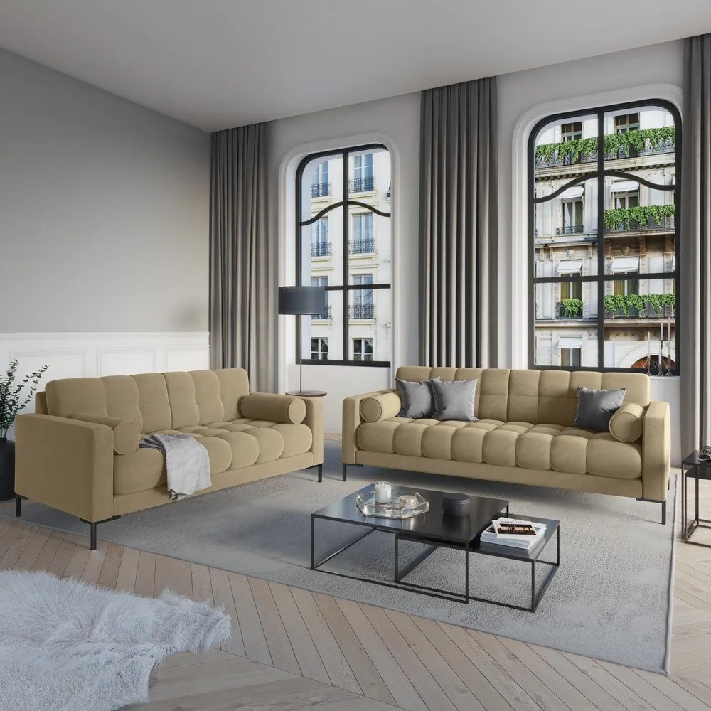 Divano in velluto beige Bali - Cosmopolitan Design