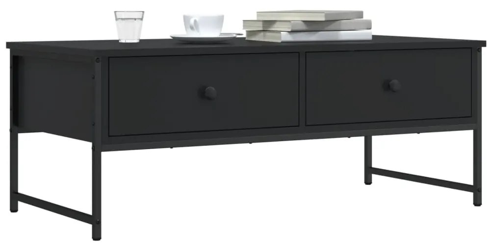 Tavolino Da Salotto Nero 101x49x39,5 Cm İn Legno Multistrato /