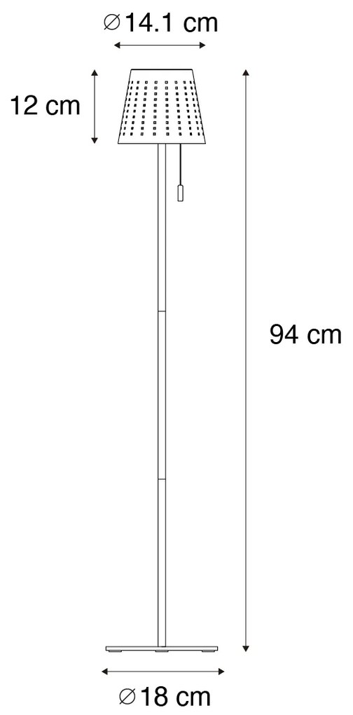 Lampada da terra per esterni blu con LED a 3 livelli di dimmerazione solare - Ferre