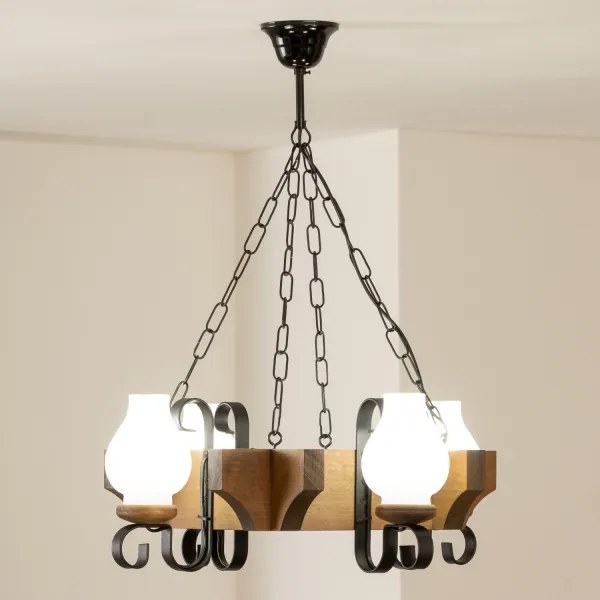 Brilagi - Lampadario a sospensione con catena QUEEN 4xE14/40W/230V faggio