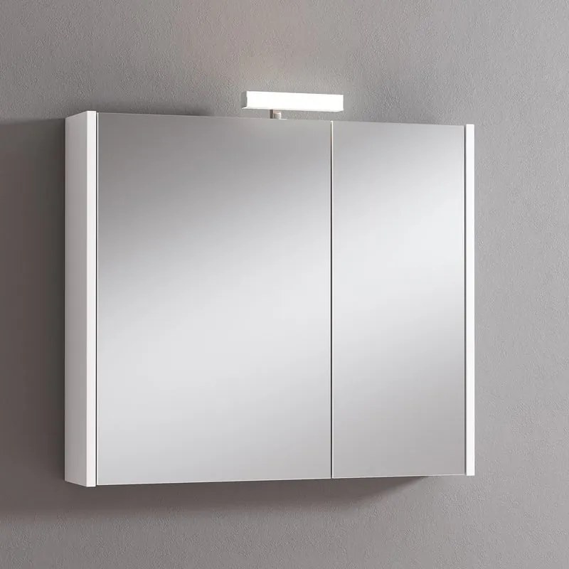 Pensile con luce Akira laccato bianco opaco L 80 x H 70 x P 15.5 cm