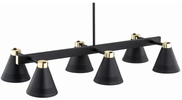 Argon 2552 - Lampadario su palo AVALONE 6xE27/15W/230V nero/oro