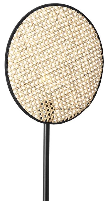 Lampada da terra rustica nera con rattan 35 cm - Kata