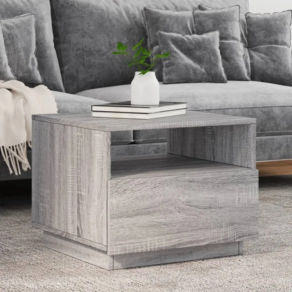 Tavolino Da Soggiorno Con Luci Led Grigio Sonoma 50x49x40 Cm /