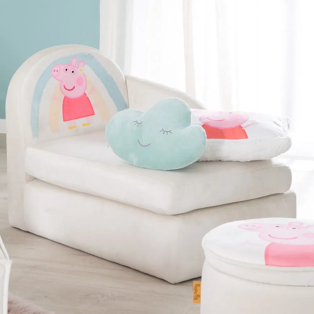 Divano per bambini in velluto bianco 75 cm Peppa Pig - Roba