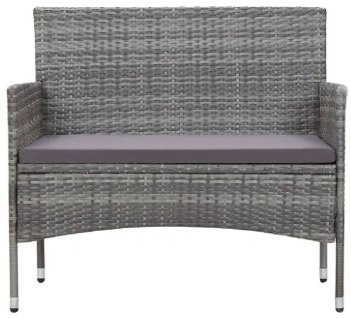 Panchina da Giardino 105 cm in Polyrattan Grigio